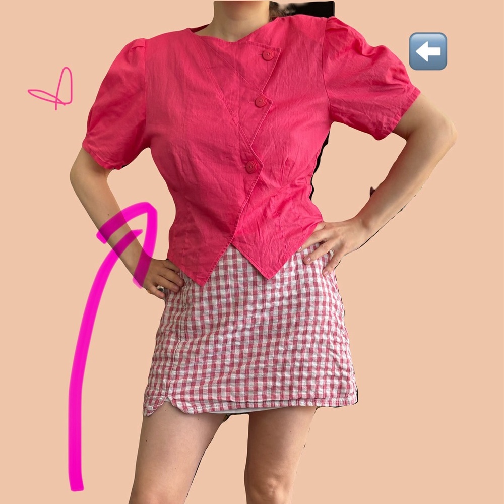 Vintage Pink Button-Up Blouse